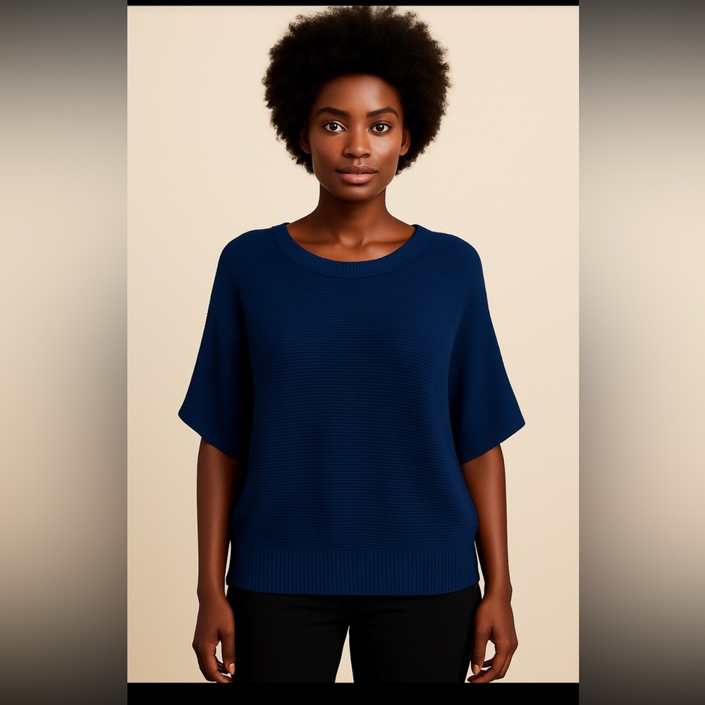 POL Women's Deep Blue Poncho Sweater NWOT